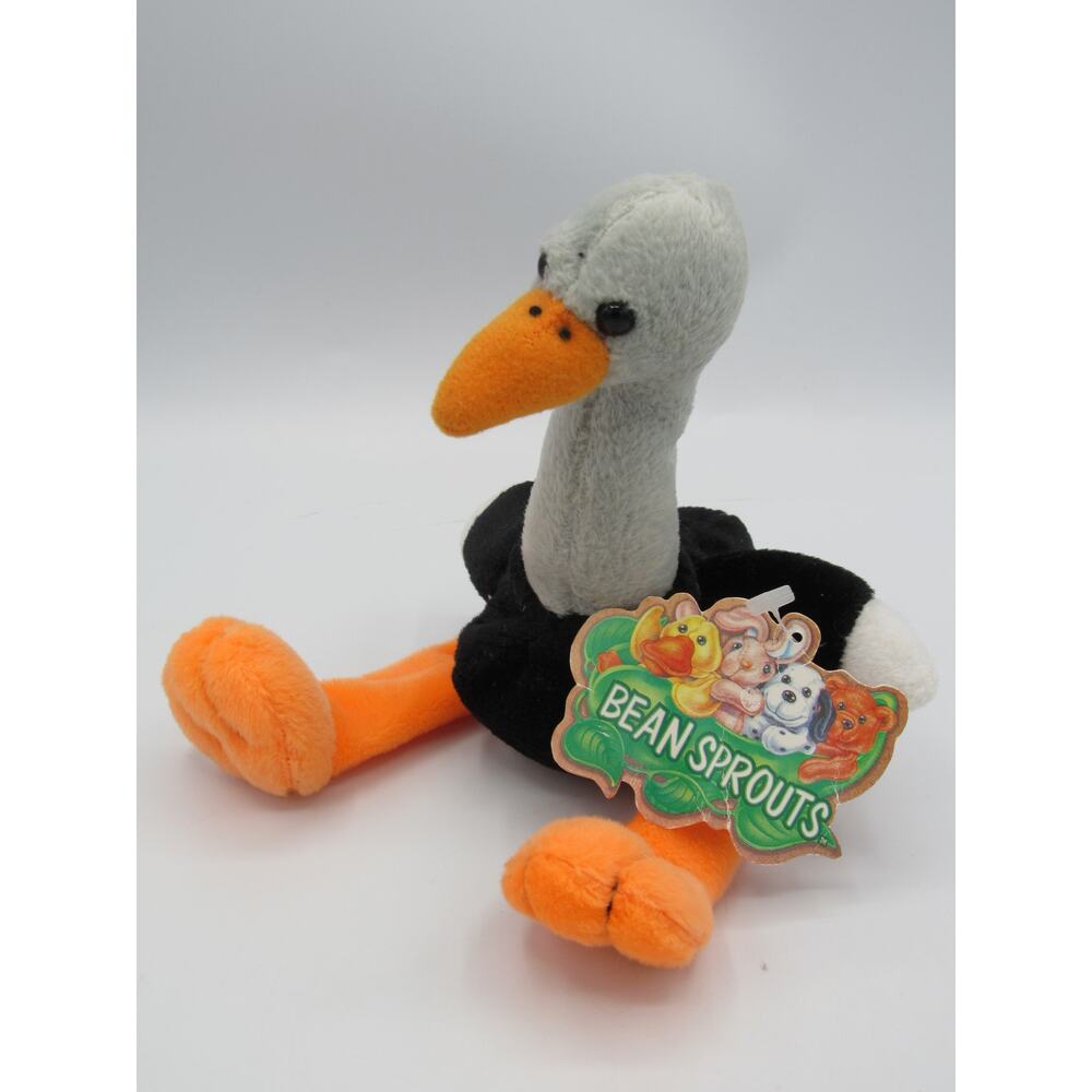 New w/ Tag Bean Sprouts Plush Ostrich Ariel Vintage 1999 Beanbag 6 Inches Bird